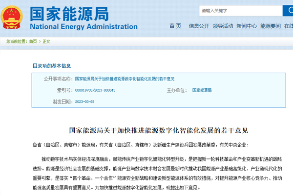 關于加快推(tuī)進能源數字(zi)化智能化發(fa)展的若幹意(yì)見